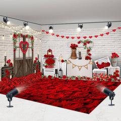 Aperturee - Aperturee Rose Floor Romantic Valentines Vibe Room Set Backdrop