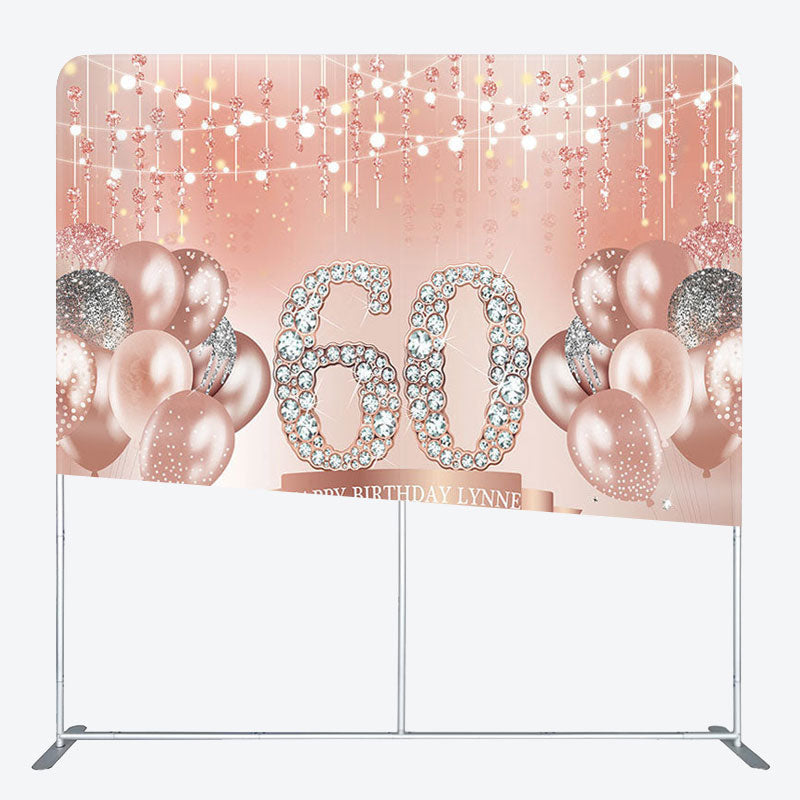 Aperturee - Aperturee Rose Gold Balloons Fabric Backdrop Cover for 60th Birthday