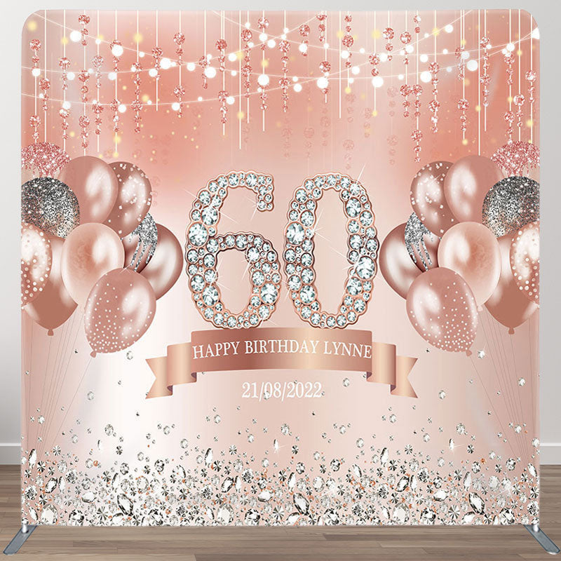 Aperturee - Aperturee Rose Gold Balloons Fabric Backdrop Cover for 60th Birthday