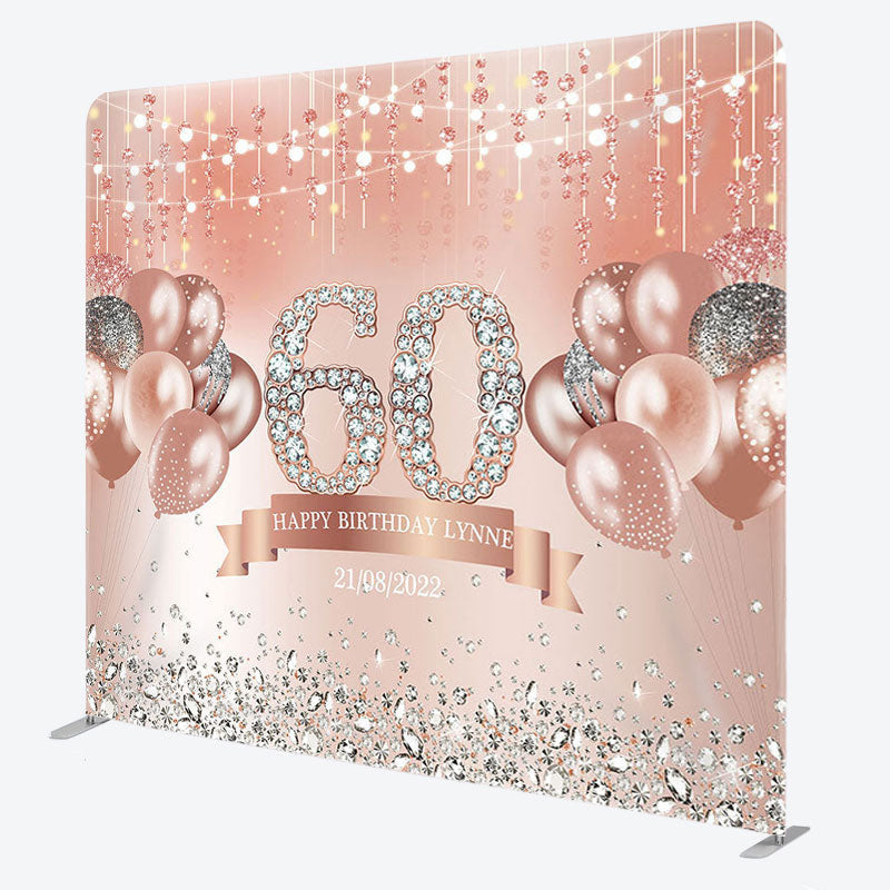 Aperturee - Aperturee Rose Gold Balloons Fabric Backdrop Cover for 60th Birthday