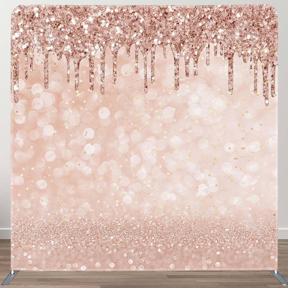 Aperturee - Aperturee Rose Gold Bokeh Glitter Square Arch Fabric Backdrop