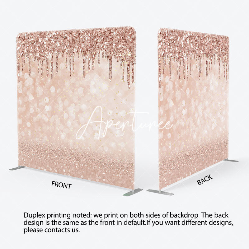 Aperturee - Aperturee Rose Gold Bokeh Glitter Square Arch Fabric Backdrop