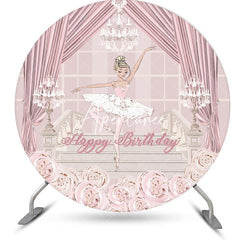 Aperturee - Aperturee Rose Gold Floral Princess Round Birthday Backdrop