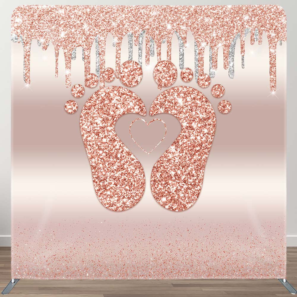 Aperturee - Aperturee Rose Gold Glitter Baby Shower Pillow Case Backdrop