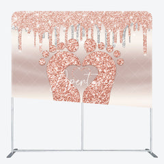 Aperturee - Aperturee Rose Gold Glitter Baby Shower Pillow Case Backdrop