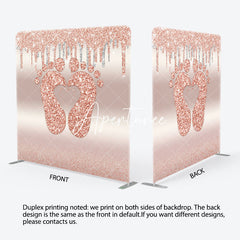 Aperturee - Aperturee Rose Gold Glitter Baby Shower Pillow Case Backdrop