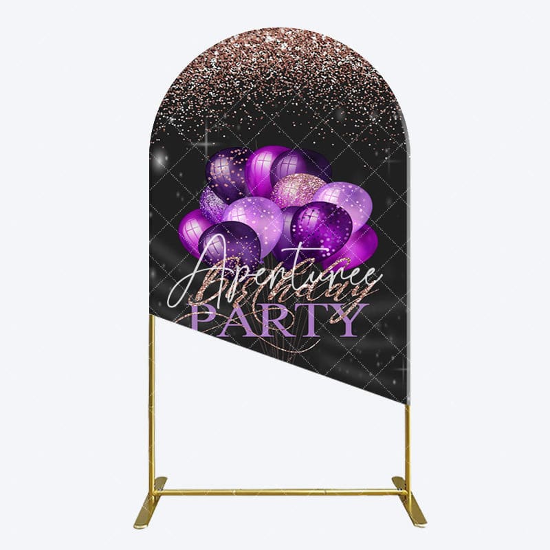 Aperturee - Aperturee Rose Gold Glitter Balloons Birthday Arch Backdrop