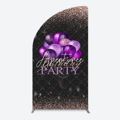 Aperturee - Aperturee Rose Gold Glitter Balloons Birthday Half Moon Arch Backdrop