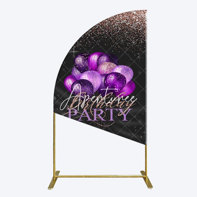 Aperturee - Aperturee Rose Gold Glitter Balloons Birthday Half Moon Arch Backdrop