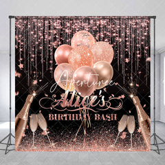 Aperturee - Aperturee Rose Gold Glitter Balloons Custom Birthday Backdrop