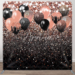 Aperturee - Aperturee Rose Gold Glitter Balloons Party Pillow Case Backdrop