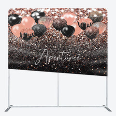 Aperturee - Aperturee Rose Gold Glitter Balloons Party Pillow Case Backdrop