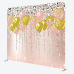 Aperturee - Aperturee Rose Gold Glitter Balloons Pillow Cover Backdrop