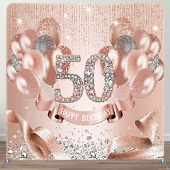 Aperturee - Aperturee Rose Gold Glitter Diamonds Birthday Square Backdrop