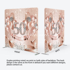 Aperturee - Aperturee Rose Gold Glitter Diamonds Birthday Square Backdrop