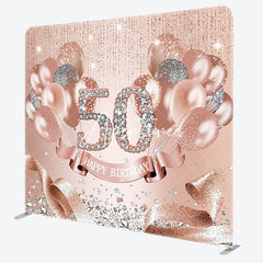 Aperturee - Aperturee Rose Gold Glitter Diamonds Birthday Square Backdrop