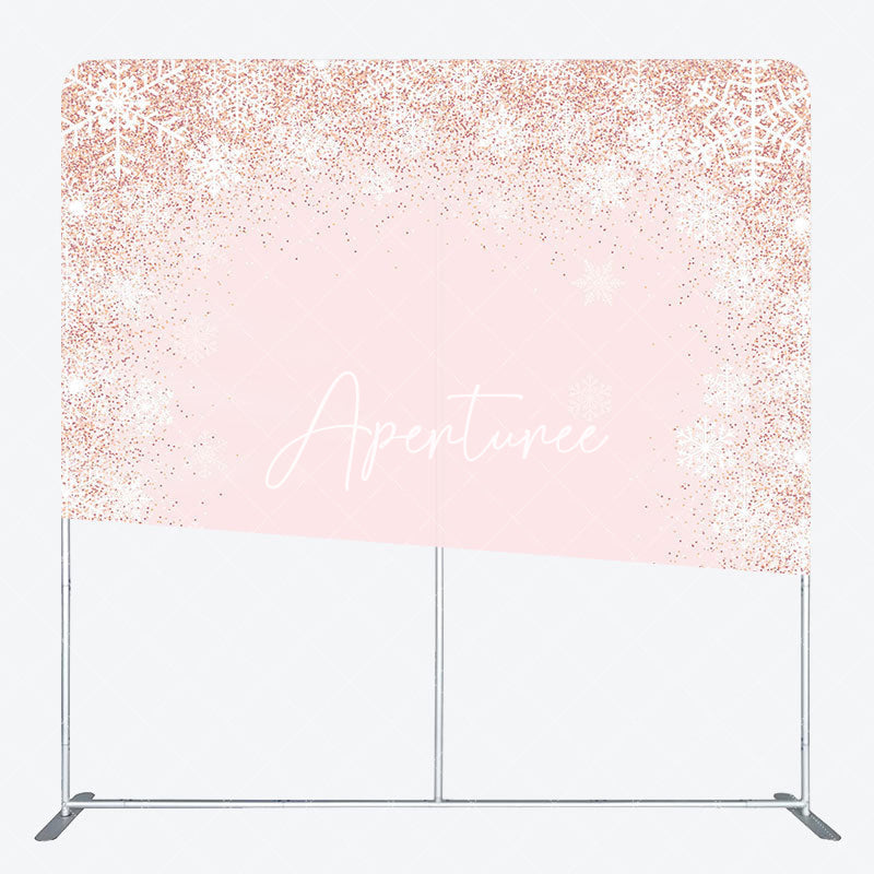 Aperturee - Aperturee Rose Gold Glitter Snowflake Winter Square Backdrop