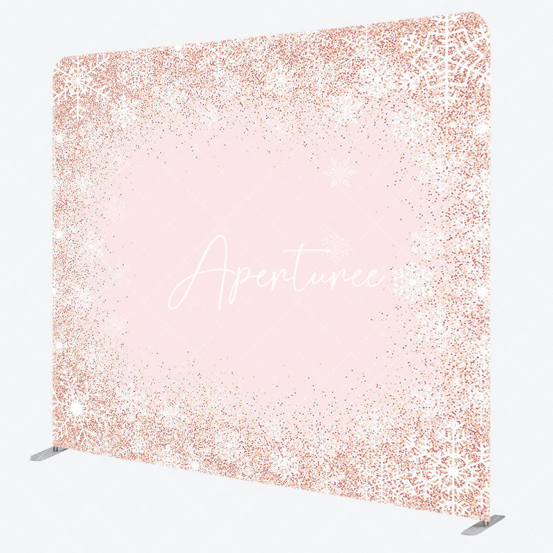 Aperturee - Aperturee Rose Gold Glitter Snowflake Winter Square Backdrop