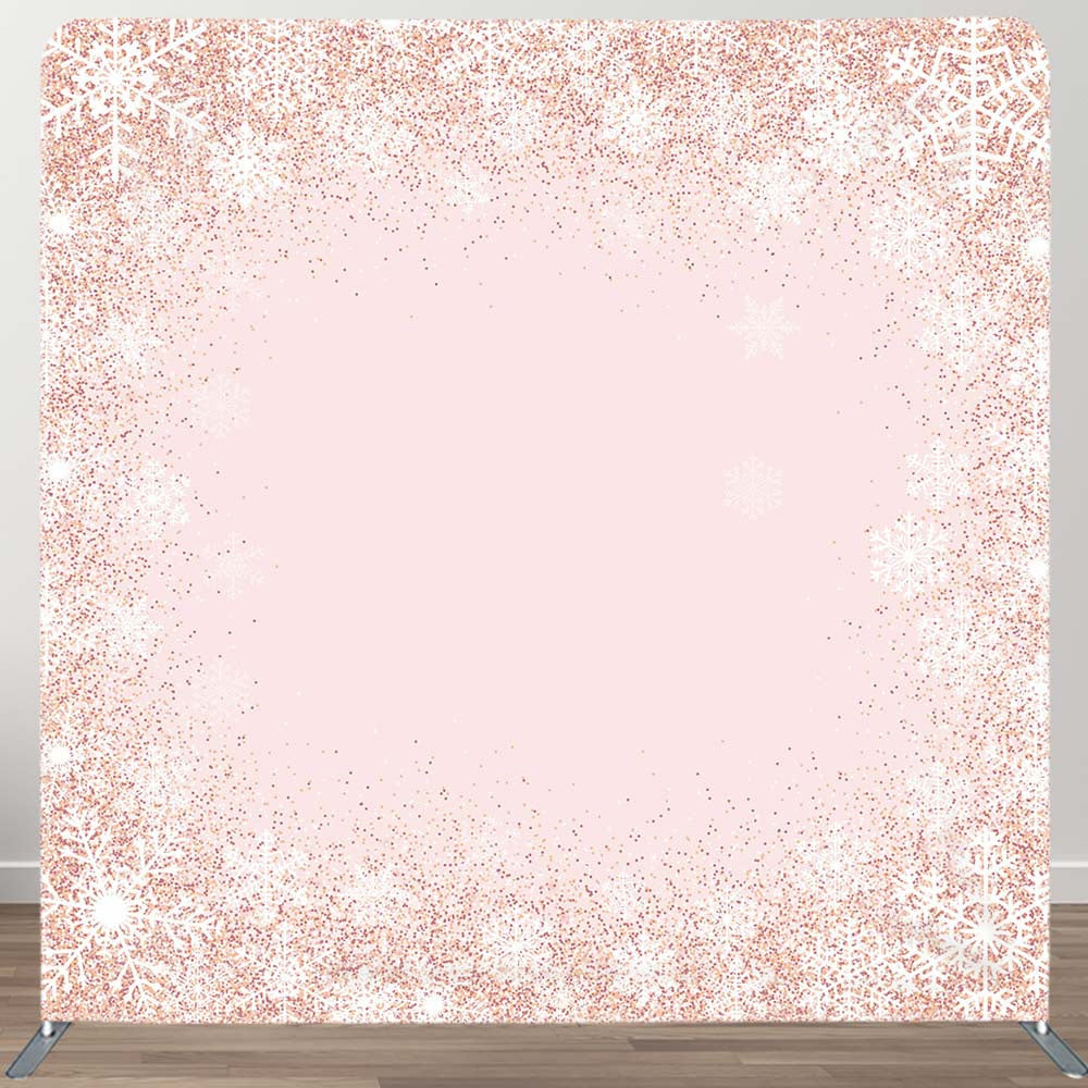 Aperturee - Aperturee Rose Gold Glitter Snowflake Winter Square Backdrop