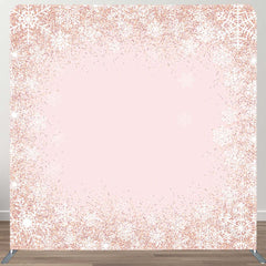 Aperturee - Aperturee Rose Gold Glitter Snowflake Winter Square Backdrop