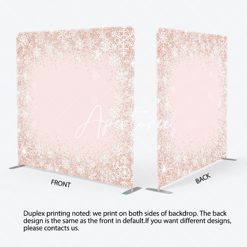 Aperturee - Aperturee Rose Gold Glitter Snowflake Winter Square Backdrop