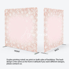 Aperturee - Aperturee Rose Gold Glitter Snowflake Winter Square Backdrop