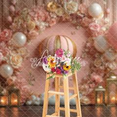 Aperturee - Aperturee Rose Gold Hot Air Balloon Birthday Cake Smash Backdrop