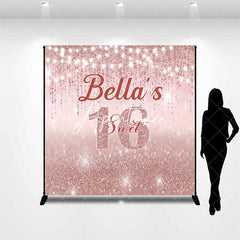 Aperturee - Aperturee Rose Gold Lighted Custom Name Sweet 16 Backdrop