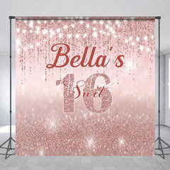 Aperturee - Aperturee Rose Gold Lighted Custom Name Sweet 16 Backdrop