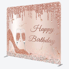 Aperturee - Aperturee Rose Golden High Heels Fabric Backdrop Cover for Birthday