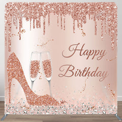 Aperturee - Aperturee Rose Golden High Heels Fabric Backdrop Cover for Birthday