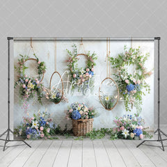 Aperturee - Aperturee Rose Hanging Vine Wreath Spring Floral Backdrop