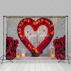 Aperturee - Aperturee Rose Heart Light Glitter Valentines Photo Backdrop