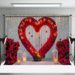 Aperturee - Aperturee Rose Heart Light Glitter Valentines Photo Backdrop