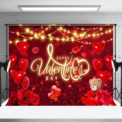 Aperturee - Aperturee Rose Hearts Balloon Lighted Valentines Day Backdrop