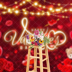 Aperturee - Aperturee Rose Hearts Balloon Lighted Valentines Day Backdrop