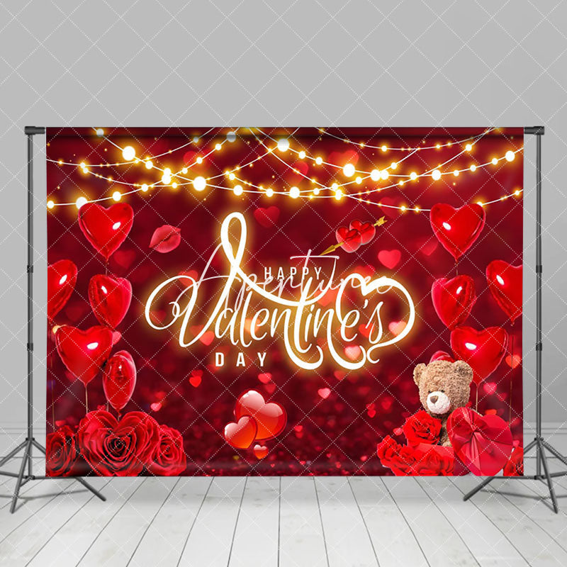 Aperturee - Aperturee Rose Hearts Balloon Lighted Valentines Day Backdrop