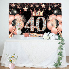 Aperturee - Aperturee Rosegold Queue Happy Birthday Crown Balloon Backdrop