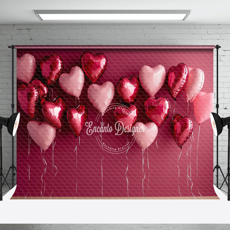 Aperturee - Aperturee Rosey Red Wall Love Balloons Valentines Day Backdrop