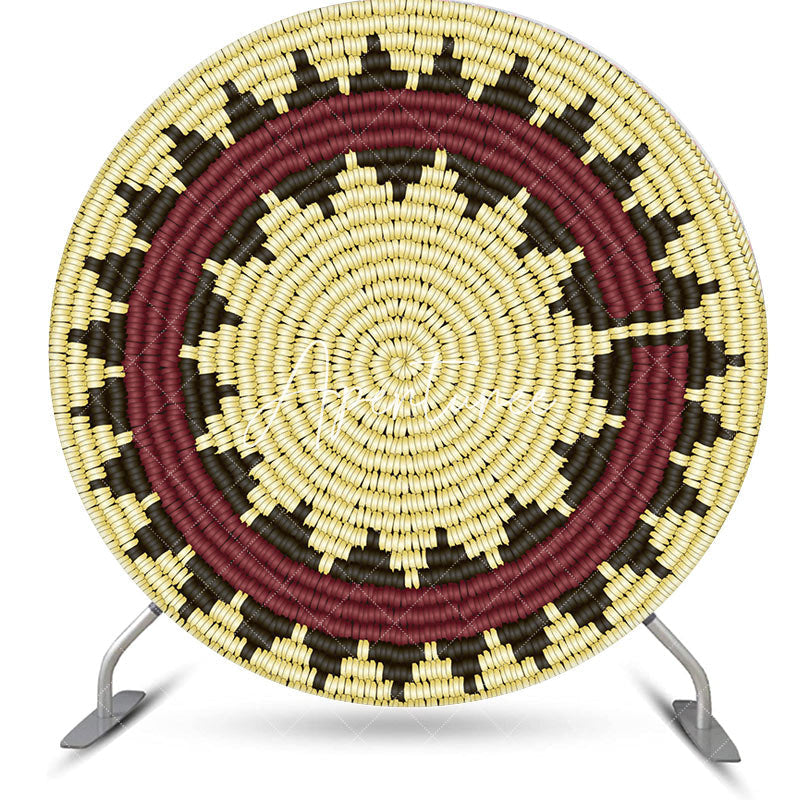 Aperturee - Aperturee Round Beige Navajo Marriage Basket Wedding Backdrop