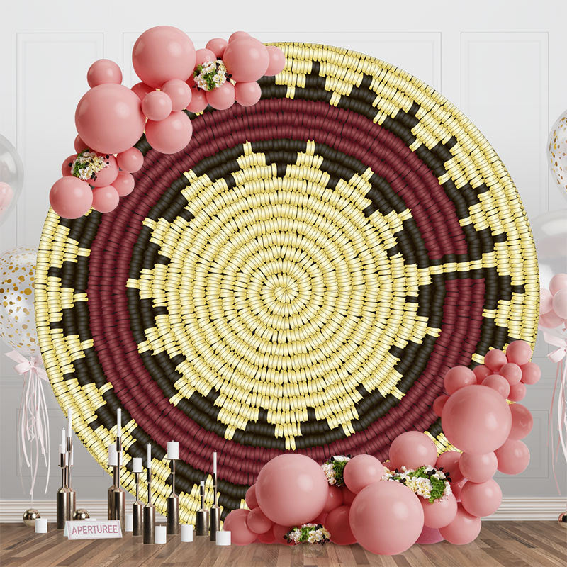 Aperturee - Aperturee Round Beige Navajo Marriage Basket Wedding Backdrop