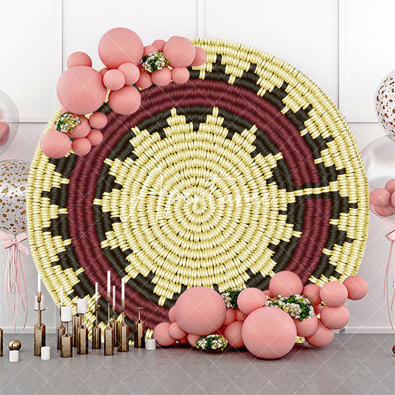 Aperturee - Aperturee Round Beige Navajo Marriage Basket Wedding Backdrop