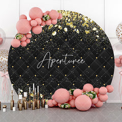 Aperturee - Aperturee Round Black Gold Diamonds Round Birthday Backdrop