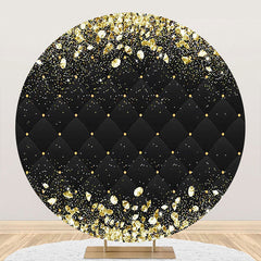 Aperturee - Aperturee Round Black Gold Diamonds Round Birthday Backdrop