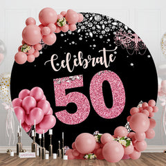 Aperturee - Aperturee Round Black Highheel Celebrate 50th Birthday Backdrop