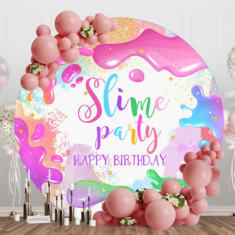 Aperturee - Aperturee Round Colorful Splash Slime Birthday Party Backdrop