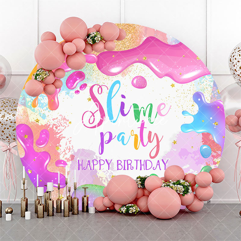 Aperturee - Aperturee Round Colorful Splash Slime Birthday Party Backdrop