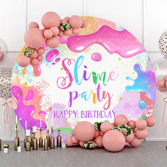 Aperturee - Aperturee Round Colorful Splash Slime Birthday Party Backdrop