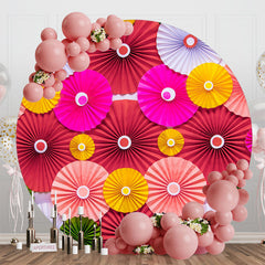 Aperturee - Aperturee Round Dense Colorful Paper Fan Backdrop For Birthday