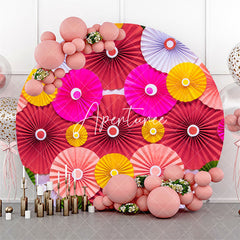 Aperturee - Aperturee Round Dense Colorful Paper Fan Backdrop For Birthday